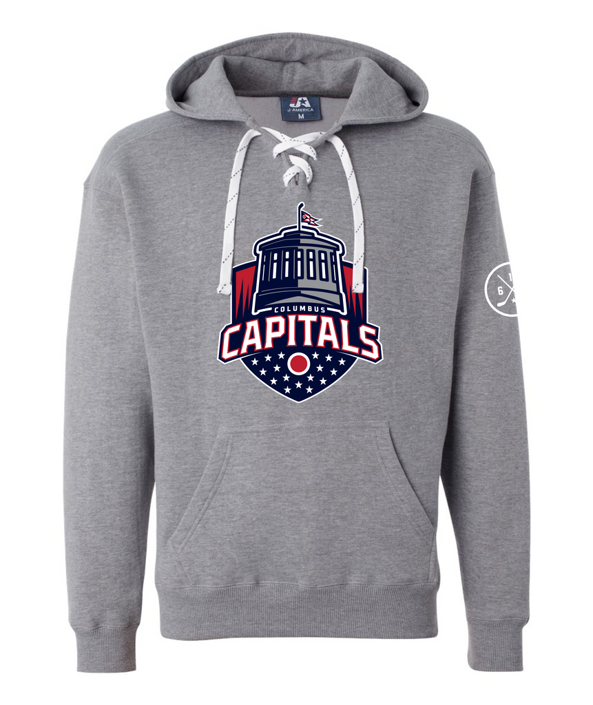 captonrob Monogram Lace Up Hockey Sweatshirt, Personalized Lace Up Hoodie